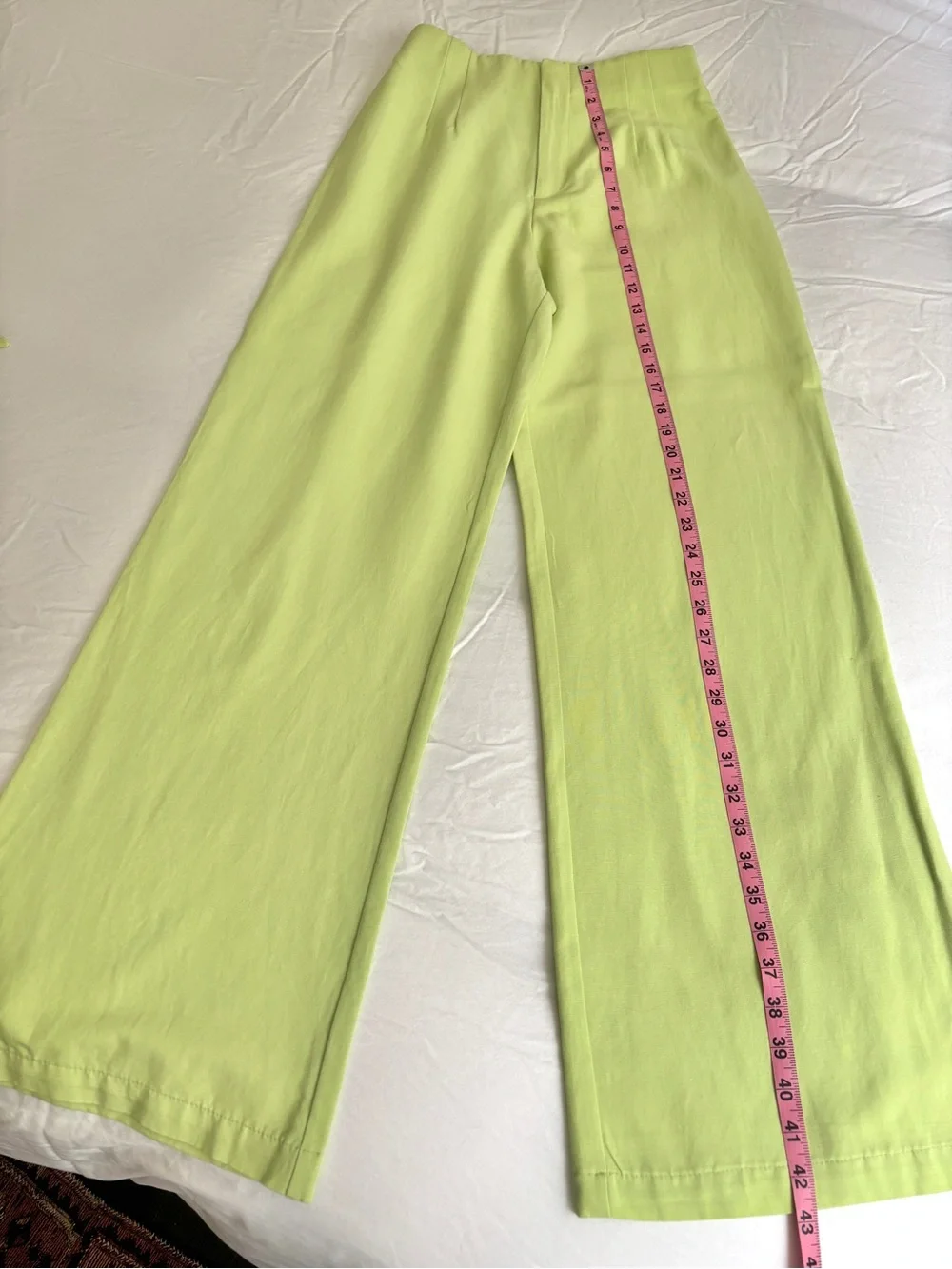 Zara Key Lime Green Halter Crop Top & Wide-Leg Pants Set